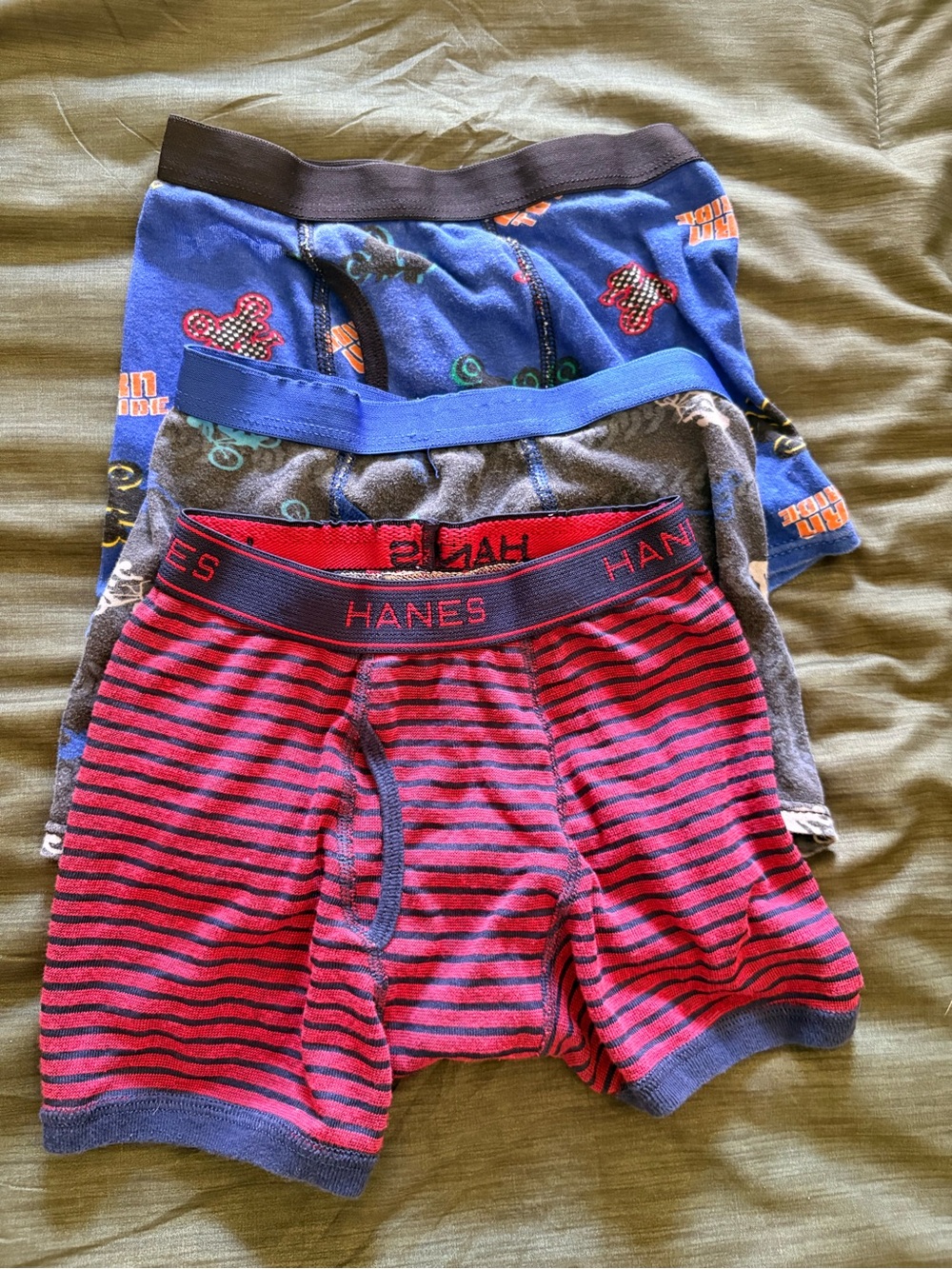 Hanes Men’s Red & Blue Striped Boxer Briefs - Pack Style